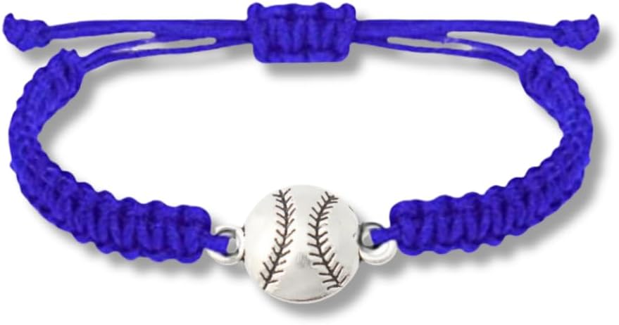 Sportybella - Baseball Bracelet, Baseball Jewelry, Adjustable Braided Baseball Bracelet, Baseball Gifts, Baseball Accessories