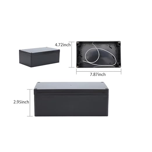 Project Box for Electronics -Electrical Enclosure, Junction Box ABS Plastic Dustproof Waterproof IP65, with 4 PCS M16 Cable Glands Black (7.87 x4.72 x2.95 inch (200x120x75 mm))