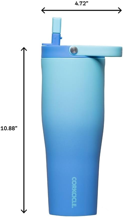 Corkcicle Go Cup XL - Leak-Proof Travel Tumbler - Triple Insulated Stainless Steel Water Bottle - Easy-Carry Handle - Summer Drinkware Gift - Keeps Drinks Ice Cold - 30 oz - Boombox Blue