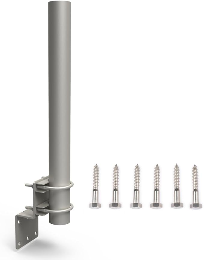 Technical Pole Mount Accessory for Outdoor Antennas (Signal Booster, Yagi, Expansion Kit) & Weather Station – Stronger Structure with Double U-Bolts (Pole OD 1 1/4", 15 3/4" Length)