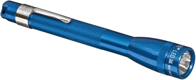 MagLite Mini LED Flashlight – Compact, Water-Resistant, Twist On/Off, 2-Cell AAA Battery-Powered – Blue