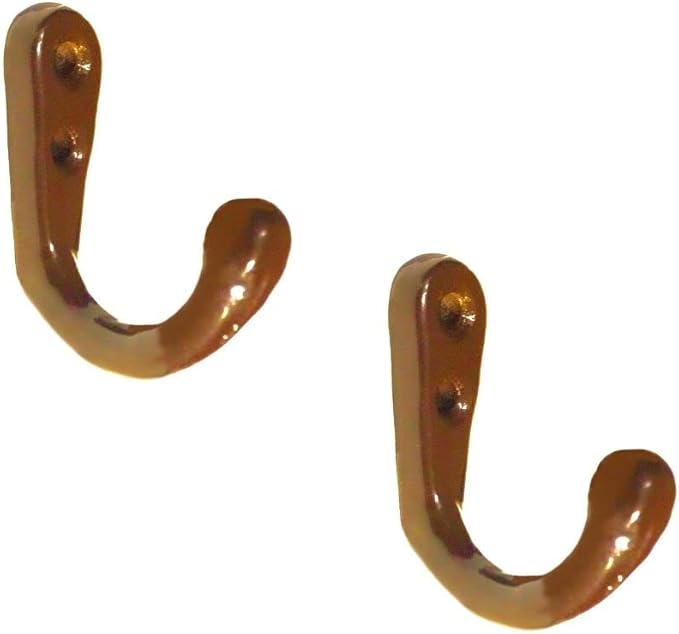 FAPBADRI Multipurpose Hooks, Used to Hang Clothes, Bags, Coats, Curtain Hold Backs, Keys, Colour - Brown, Material - Aluminium, Screws and Wallplugs Included, Pack of 10 Pieces