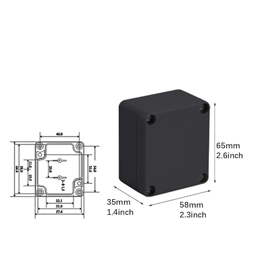 IP65 Waterproof Junction Box ABS Plastic Electrical Enclosure Dustproof and Corrosion Resistant Project Case 2.6×2.3×1.4 inch （65x58x35mm ） 1-Pack