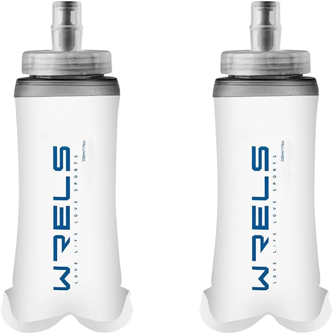 WRELS Collapsible Soft Flask Water Bottle for Outdoors,Folding Collapsible Running Flask for Cycling Marathon Trail Race
