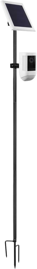 31.49 or 47.24 inch Ground Stake Mount Stand with Solar Panel Mount for Ring, Blink, Arlo, Eufy, Wyze, Google Nest, Simplisafe Cameras and Solar Panels Ground Stake Bracket（Black）