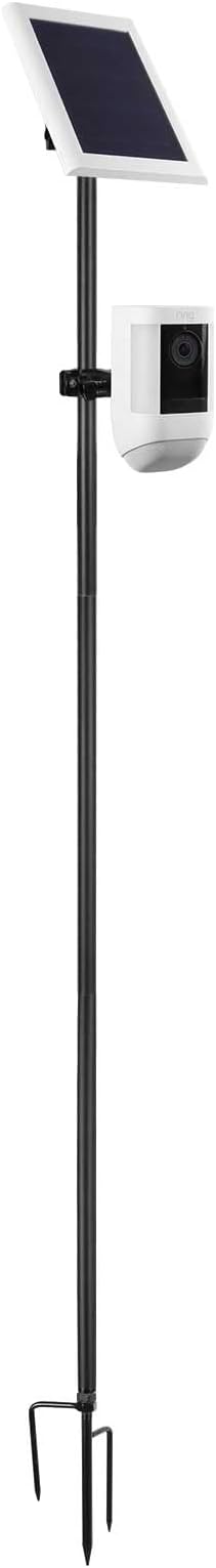 31.49 or 47.24 inch Ground Stake Mount Stand with Solar Panel Mount for Ring, Blink, Arlo, Eufy, Wyze, Google Nest, Simplisafe Cameras and Solar Panels Ground Stake Bracket（Black）