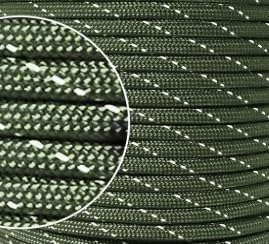 Paracord Rope, Reflective III Parachute Cord 7 Strand Core 550lb, 100ft Army Green - High Visibility Abrasion Resistant Easy to Tie, Multi-Purpose Rope for Camping Survival DIY