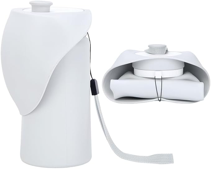 Foldable Portable Dog Water Bottle, 2 in 1 Integrated Collapsible Dog Water Bowl & Travel Dispenser, Leak-Proof Portable Pet Water Cup Ideal for Outdoor Walking, Hiking, Daily Travel(Gray)