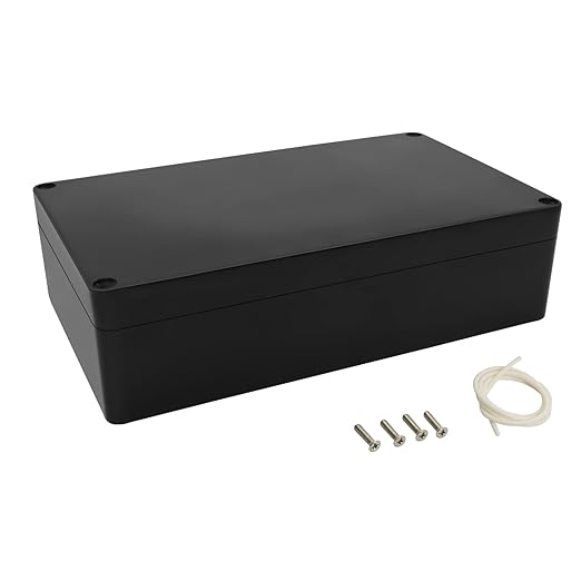 LeMotech Project Box ABS Plastic Junction Box IP65 Waterproof Hobby Box Electrical Boxes Universal Enclosure for Electronic Black 7.8 x 4.7 x 2.2 inch(200x120x56mm)（Pack of 1