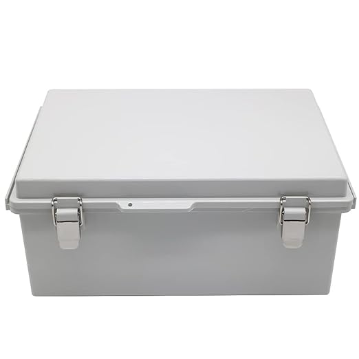 Watertight Electrical Junction Box with Mounting Plate, Clear Hinged Cover Stainless Steel Latch, Plastic Enclosure for Project Wall Bracket, IP67 13.8*9.8*5.9inch（350×250×150mm）