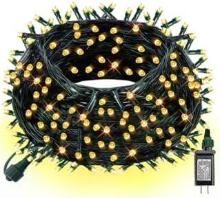 ASENEK Connectable Christmas String Lights 66FT 200 LED 8 Modes with Timer Decorative String Lights for Xmas Tree Patio Party Warm White