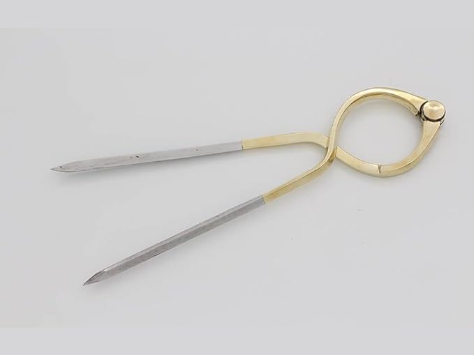 ROORKEE INSTRUMENTS (INDIA) Brass Nautical Navigation Divider, Round Divider for Maritime & Naval, Antique Geometry Drafting Compass, Professional Work with Leather Case