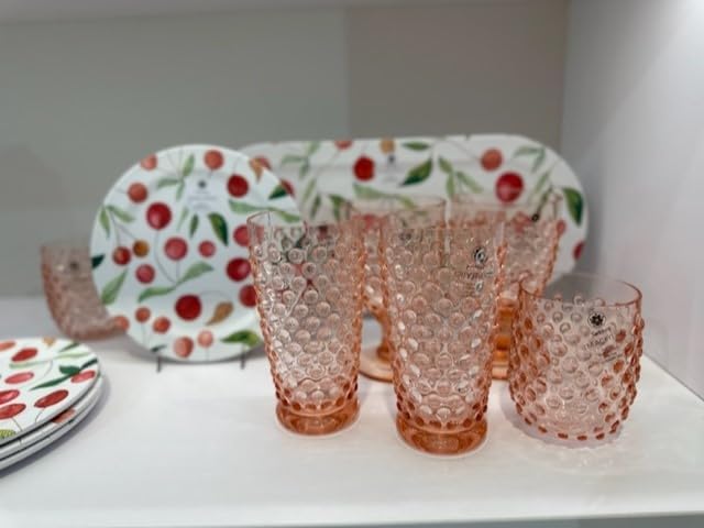 Hobnail Acrylic Wine Glass - Pink - 17 oz - Set of 6