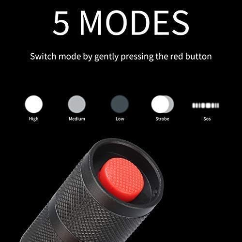 JARDLITE LED Emergency Handheld Flashlight with Adjustable Focus, Water Resistant, 5 Modes, Best Tactical Flashlight for Emergency, Camping and Fishing, 2 Pack