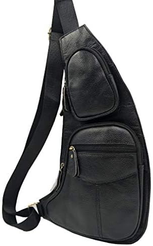 Leather Sling Bag Crossbody Backpack for Men Women Travel Outdoor Sports Hiking Camping Shoulder Chest Day Pack Daypack