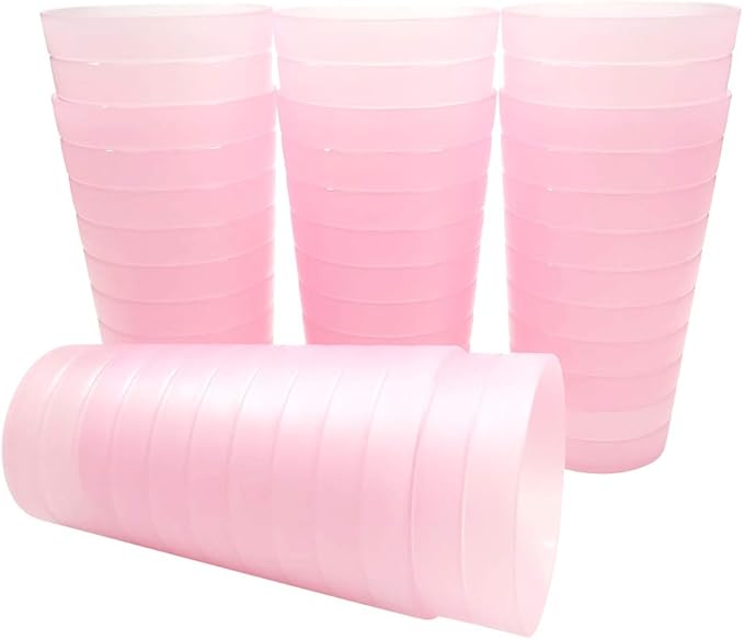 KX-WARE Mixed Drinkware 22-ounce Plastic Tumblers/Drinking Glasses/Party Cups/Iced Tea Glasses, Set of 12 Pink | Unbreakable, Dishwasher Safe, BPA Free