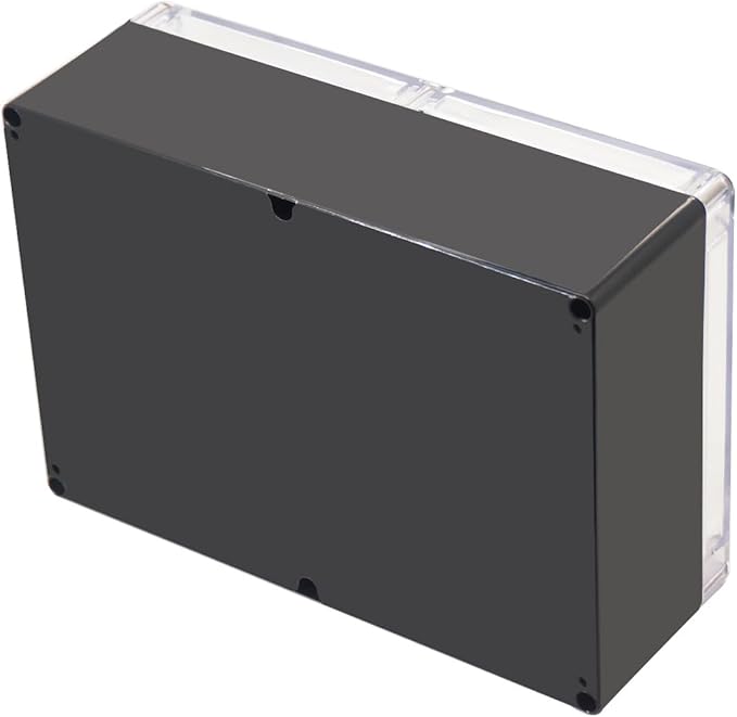 Project Box IP65 Waterproof Junction Box ABS Plastic Black Electrical Boxes DIY Electronic Project Case Power Enclosure Clear Cover 11.42”x8.27“x3.94