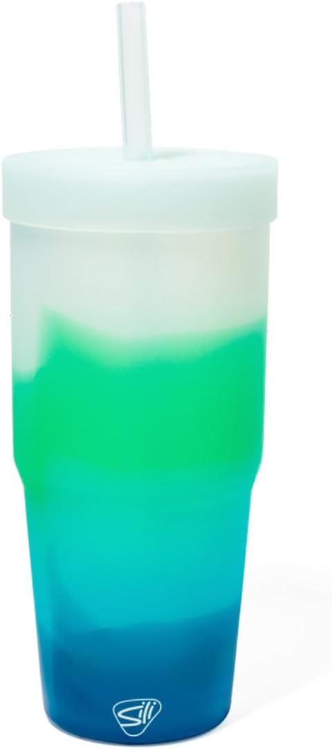 Silipint 32oz Silicone STRAW TUMBLER - Unbreakable, Non-Toxic, Dishwasher Safe - Perfect for Tea Cold Water Smoothies in Mountain Air Pack of 1