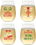 Set of 4 Shatterproof Designer 16 oz Plastic Wine Glasses MADE in the USA (BLITZENED)