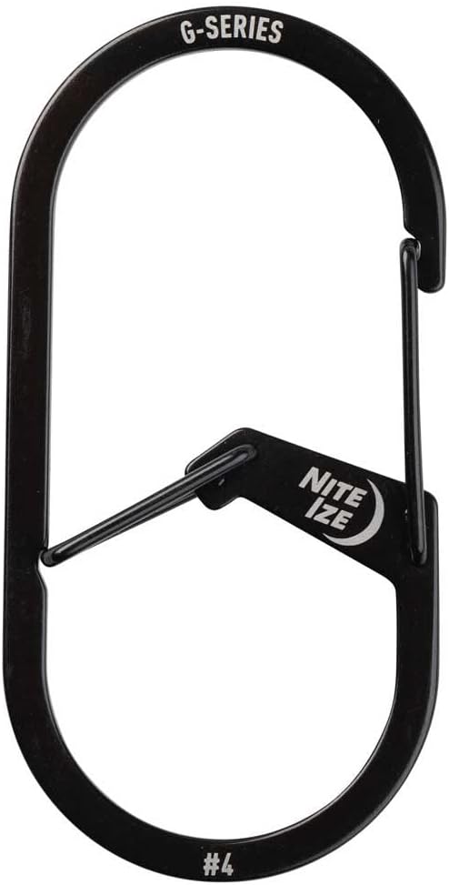 Nite IZE GS4-01-R6 G-Series Dual Chamber Carabiner #4, Dual Security Carabiner Keychain, Black