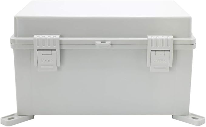 MAKERELE Waterproof Junction Box Outdoor Junction Box ABS Plastic Waterproof Universal Electrical Project Box (Grey Cover, 11.8 * 7.8 * 6.3 Plastic latches)