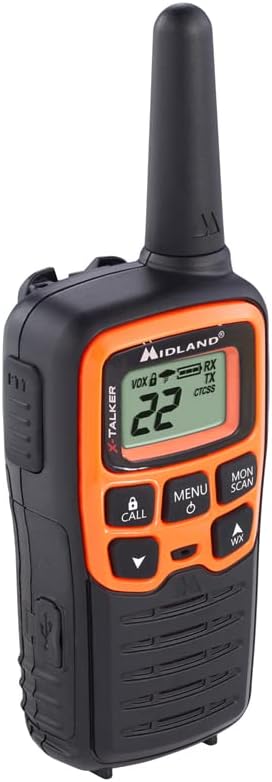 Midland -T51X3VP3 X-TALKER Walkie-Walkie - Long Range Two Way Radio for Camping Hiking Hand Held RZR FRS Compact Radio UTV communication NOAA Weather Scan - Black/Orange, 3 Radios