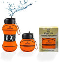 Collapsible Water Bottles with Carabiner Food Grade Sports Water Bottle for Gift Kids Folding Water Bottle for Hiking, School, GYM, Sports and Travelling 19 Oz/550ml (Basketball)