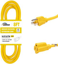 Indoor Outdoor Extension Cord Weatherproof, UL Certified, 14 Gauge 8FT Yellow 3 Prong Heavy Duty, 14/3 SJTW 15A Power Cord for Outdoor Lights, Appliances, Lawn