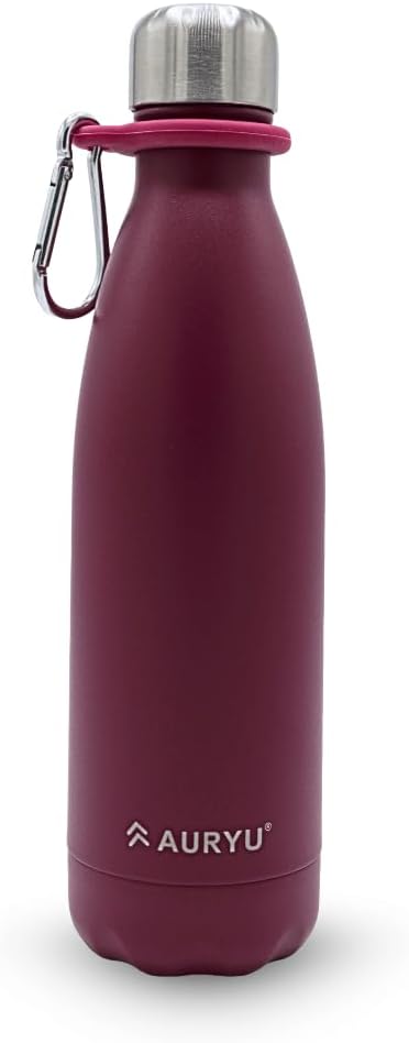 Triple-Walled Insulated Stainless Steel Water Bottle, 17oz, Keeps Drinks Cold for up to 24 Hours and Hot for up to 12 Hours, Leak Proof, BPA-Free, Burgundy