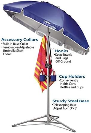 Wondershade Ultimate Portable Sun Shade Umbrella – Lightweight Adjustable Outdoor Patio & Beach Umbrella with Tripod Base (Navy)