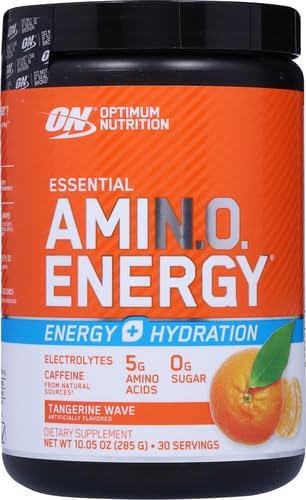 Optimum Nutrition Amino Energy Powder Plus Hydration, with BCAA, Electrolytes, and Caffeine, Tangerine Wave, 30 Servings (Packaging May Vary) (Pack of 6)