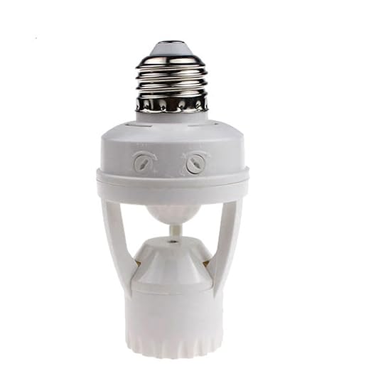 Motion Sensor Light Socket, PIR Motion E26 Screw Bulb Adapter, Adjustable Auto On/Off Night Light Control, Garage Light, for Basement, Pantry Room, Storage Room, Garage Light