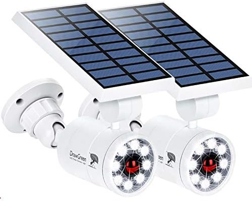Solar Motion Sensor Light Outdoor of 2, Motion Sensor Solar Lights Aluminum Cameras Fill Flood Security Spotlights for Yard Fence Patio Garden 100-Week 100% Free Replacement