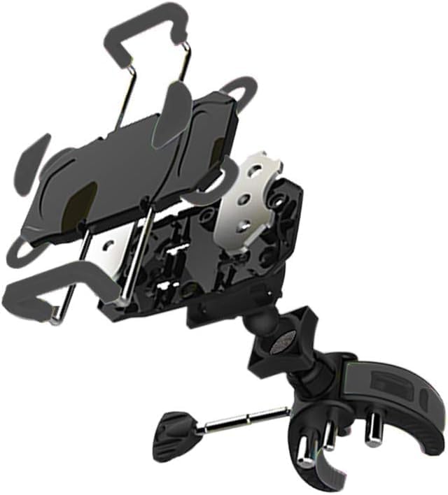 XYZ Supplies® Cell Phone Mount/Holder for Boat, Motorcycle/Bike Handlebars, Microphone, Music, or Drum Stand, iPhone, Samsung, Smart Phone, (Black)