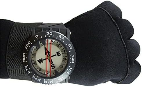 Scuba Choice Deluxe Diving Wrist Compass with Hose Mount, Glowing Dial, 80m Depth Rating, 15” Adjustable Strap, Portable for Underwater Navigation, Reliable & Durable – Black