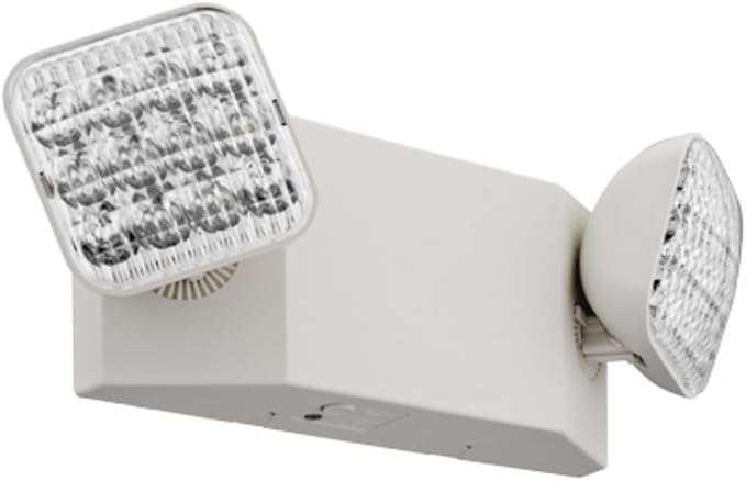 Lithonia Lighting Basics LED Emergency Light, Dual Adjustable Heads, Wall Mount, Damp Rated, 90-Min Backup, 120/277V, White, 4-Pack (EU2C CP4), Deal for stairways, hallways, and Egress Paths
