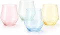 Oojami 40 Pack Diamond Plastic Wine Glasses 12oz Gold Rim Stemless Disposable - Shatterproof Champagne Cocktail Whiskey Cups for Parties, Weddings, Events, BPA-Free