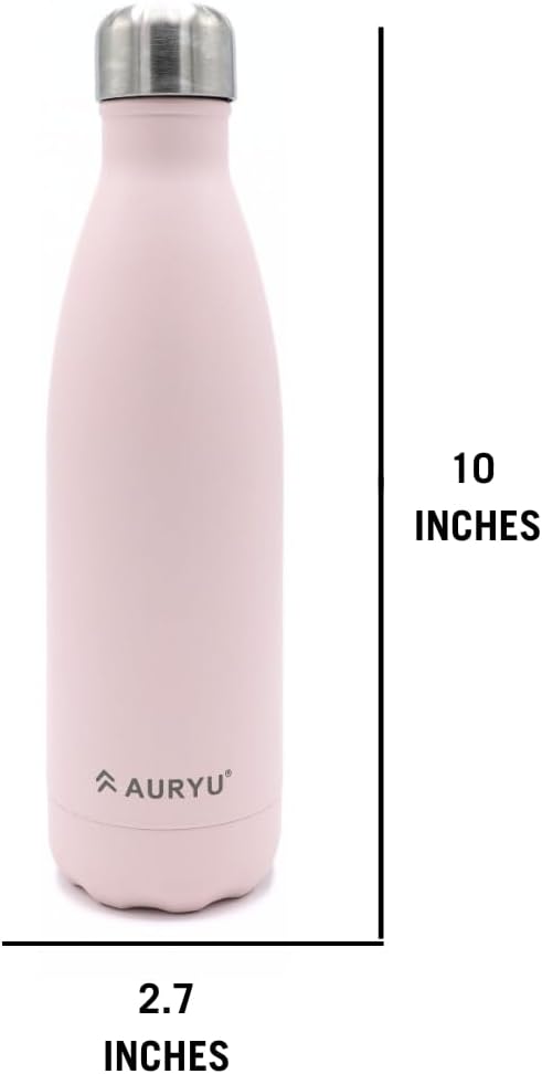Triple-Walled Insulated Stainless Steel Water Bottle with Bonus Handle, 17oz, Drinks Cold for 24h & Hot for 12h, Leak Proof, Pink