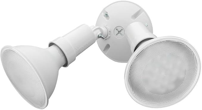 Lithonia Lighting Outdoor Flood Light Fixture, Adjustable Twin Par Flood Light Holder, Safety and Security, 120 Volts, Uses 2 Lamps Up to 150W (Not Included), White, 6-Pack (OFTH 300PR 120 WH CP6 M4)
