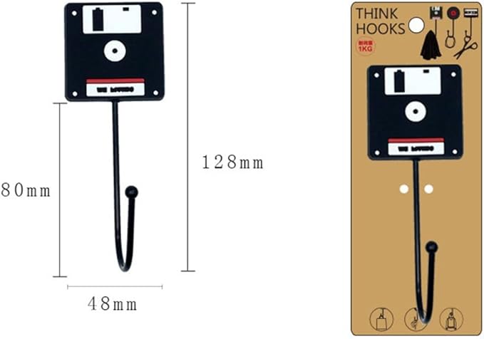 OUNONA 3Pcs Retro Household Hooks Set Multi-Purpose Wall Hanging Hooks for Kitchen Bathroom Door Use Creative Tape Vinyl Record Computer Disk Shapes