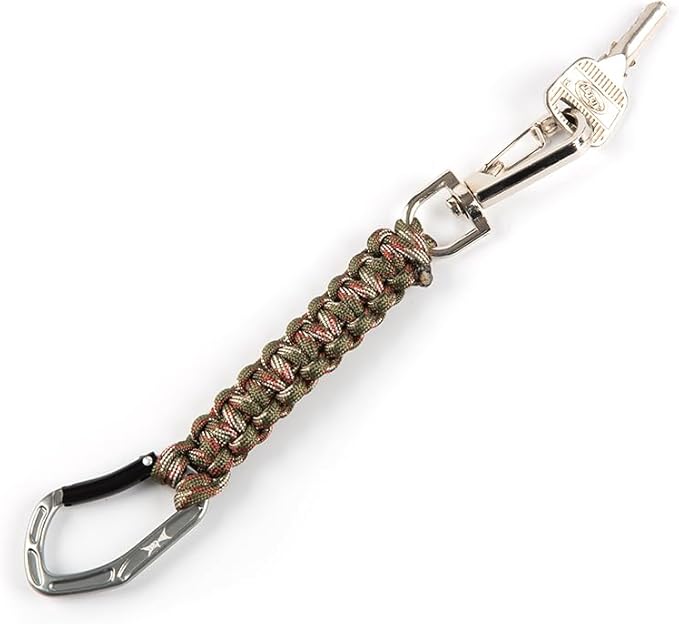 HERCULES Paracord Keychain Set – 2 Pack Lanyard Rope with Aluminum Clip, Durable Paracord Wrist Strap for Outdoor Activities, Forest Camo