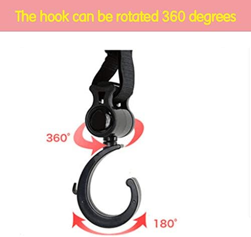2 Pcs Walker Hook Hanging Multipurpose 360° Rotation Stroller Clip Diaper Bag Hanger for Walker Rollator Crutches Wheelchair Shopping Cart Car Back Seat Purses Bike Wheelchair Pushchair (Open)