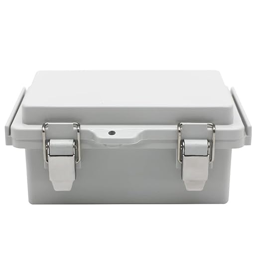 Mini Grey Watertight Junction Box Hinged Cover with Stainless Steel Latch Outdoor Weatherproof Custom PVC Plastic Enclosure Box for Project with Mounting Plate 5.9×3.9×2.8 inch(150×100×70mm)