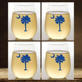 Set of 4 Shatterproof Designer 16 oz Plastic Wine Glasses MADE in the USA (PALMETTO MOON)