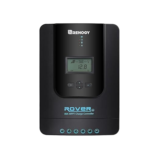 Renogy Solar Charge Controller Rover 40A 12V24V Auto Parameter DC Input MPPT Charge Controllers for Solar Panels Adjustable LCD for Gel Sealed Flooded Lithium Battery