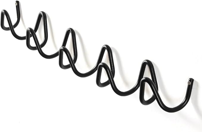 Black Wall Mounted Coat Rack, Decoration Wave Shaped Wall Hooks, Multi-Purpose Hooks for Coat, Hat, Bag, Umbrella, Heavy-Duty Metal Rail for Bedrooms, Living Rooms, Bathrooms(19.69" x 2.56")
