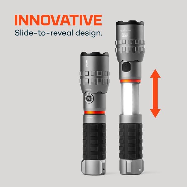 NEBO SLYDE King 4K Work Flashlight | 4000 Lumens, 7 Light Modes, Magnetic Base, Rechargeable COB & LED Tactical Light, Waterproof, Great for Camping, Includes USB-C Charging Cable