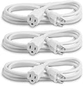 Heavy Duty Outdoor Extension Cord/Wire Power Cable, Indoor/Outdoor Power Cord, 16/3, Single Outlet, 10 Feet, UL Listed, White, 3 Pack