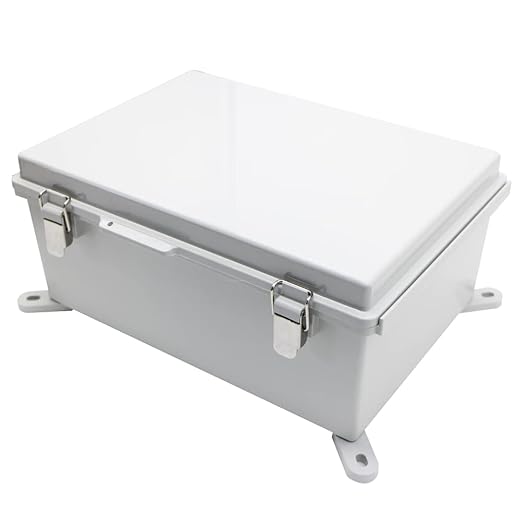 Watertight Electrical Junction Box with Mounting Plate, Clear Hinged Cover Stainless Steel Latch, Plastic Enclosure for Project Wall Bracket, IP67 13.8*9.8*5.9inch（350×250×150mm）