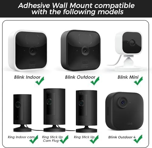 ZHANDEYUA Adhesive Wall Mount for Blink Camera Mount No Drilling Screwing Bracket for Blink Outdoor/Blink Mini/Blink Indoor Camera Round Mount Cameras Quick Paste Installation,Black-3 Pack